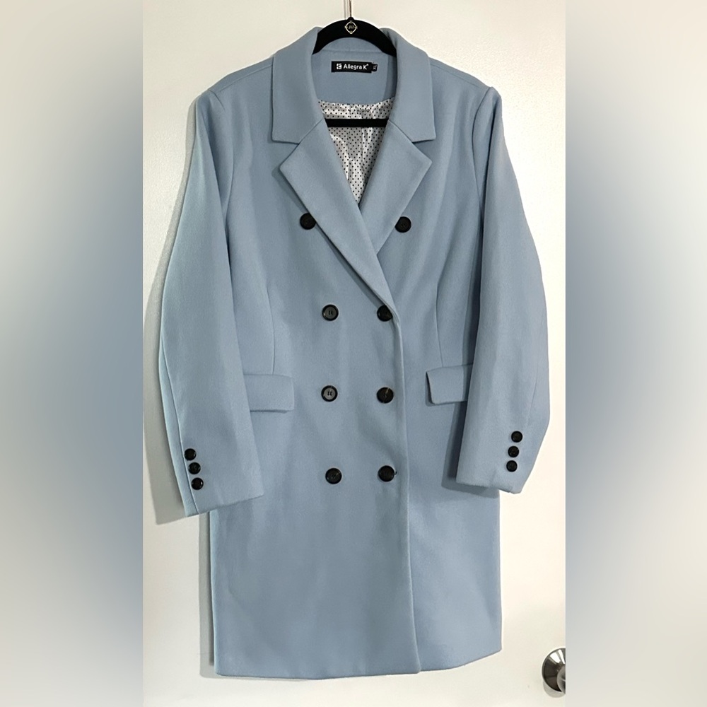 Blue Double Breasted Winter Overcoat NWOT XL - Picture 6 of 10